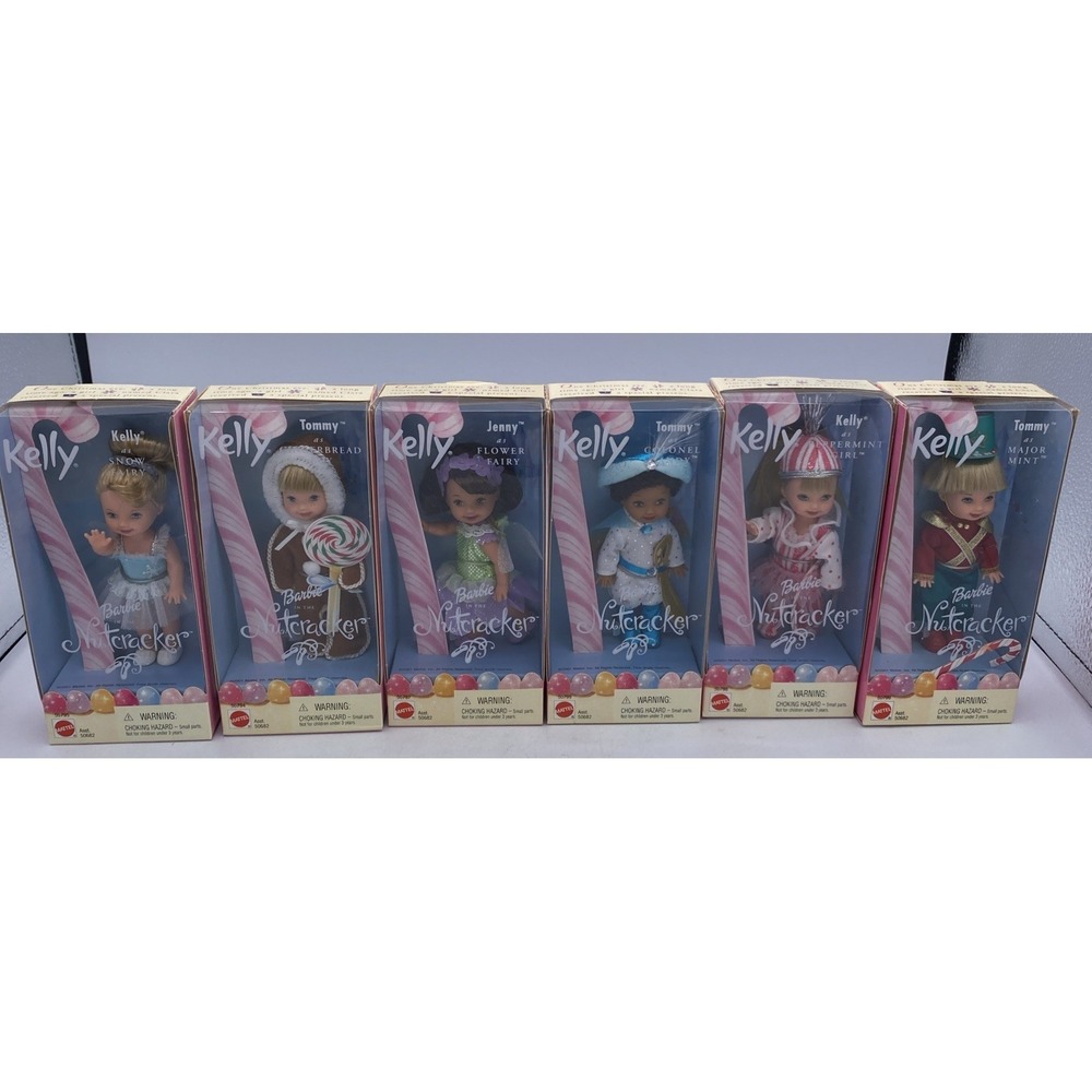 VTG Set Of 6 Vintage Kelly Tommy Jenny Nutcracker Barbie Dolls 2001 NIB